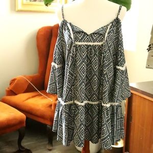 Like New.  Cold Shoulder Bell Sleeve dress